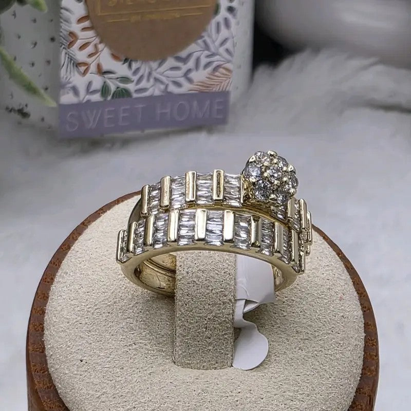 14k Elegant Baguette & Cluster Ring