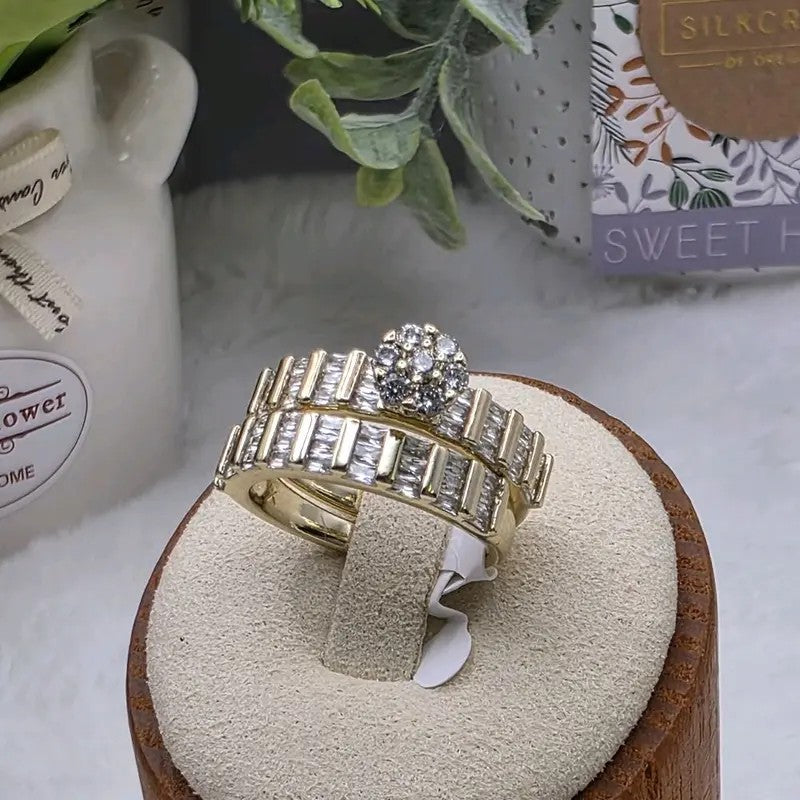 14k Elegant Baguette & Cluster Ring