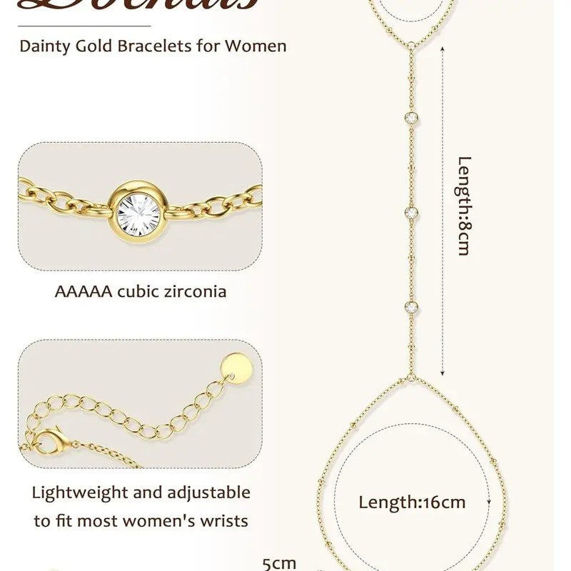 Dainty CZ Stone Hand Chain Bracelet