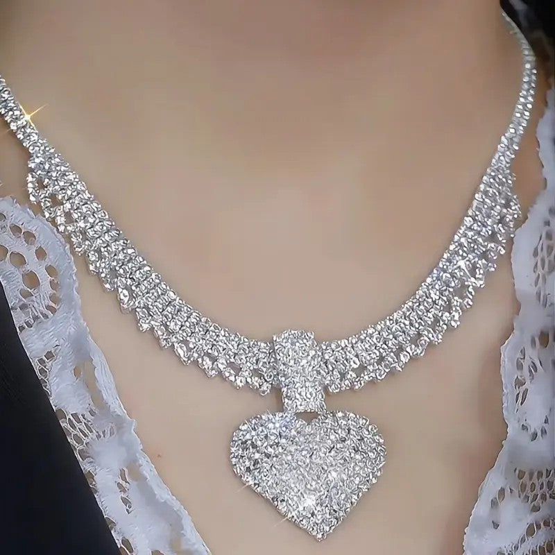 Classy Pave Zircon Heart Necklace