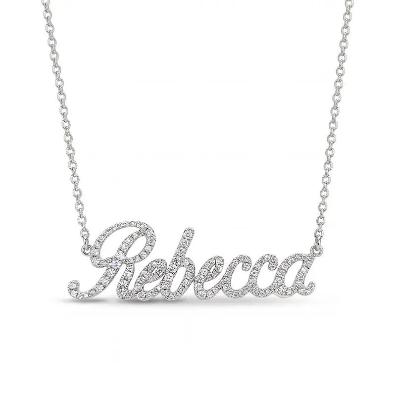 18k Dainty Iced Out Script Name Necklace