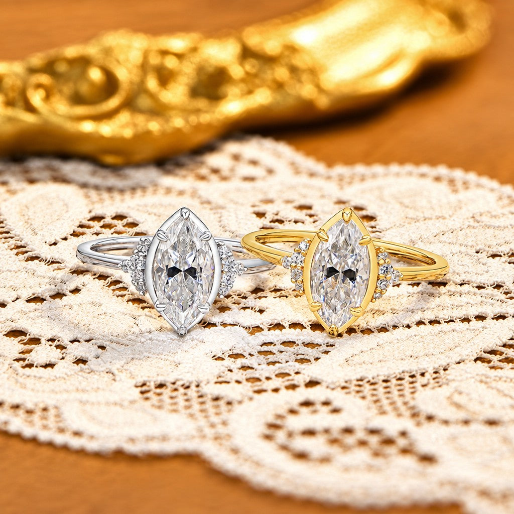 Elegant Marquise Side Stone Ring