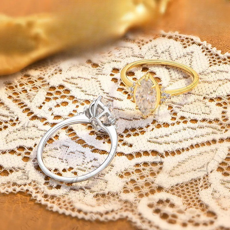 Elegant Marquise Side Stone Ring