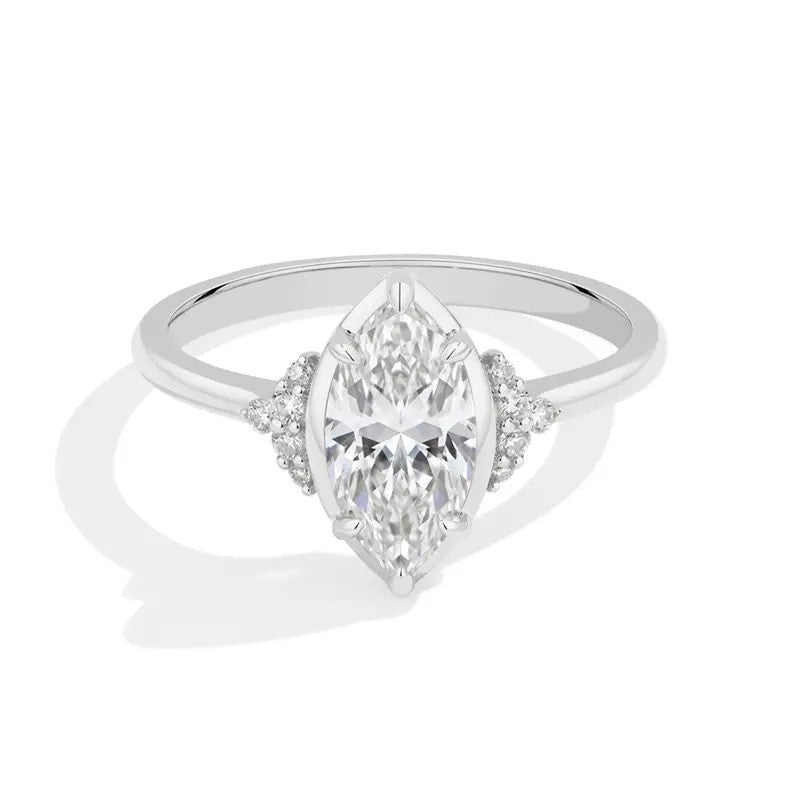 Elegant Marquise Side Stone Ring