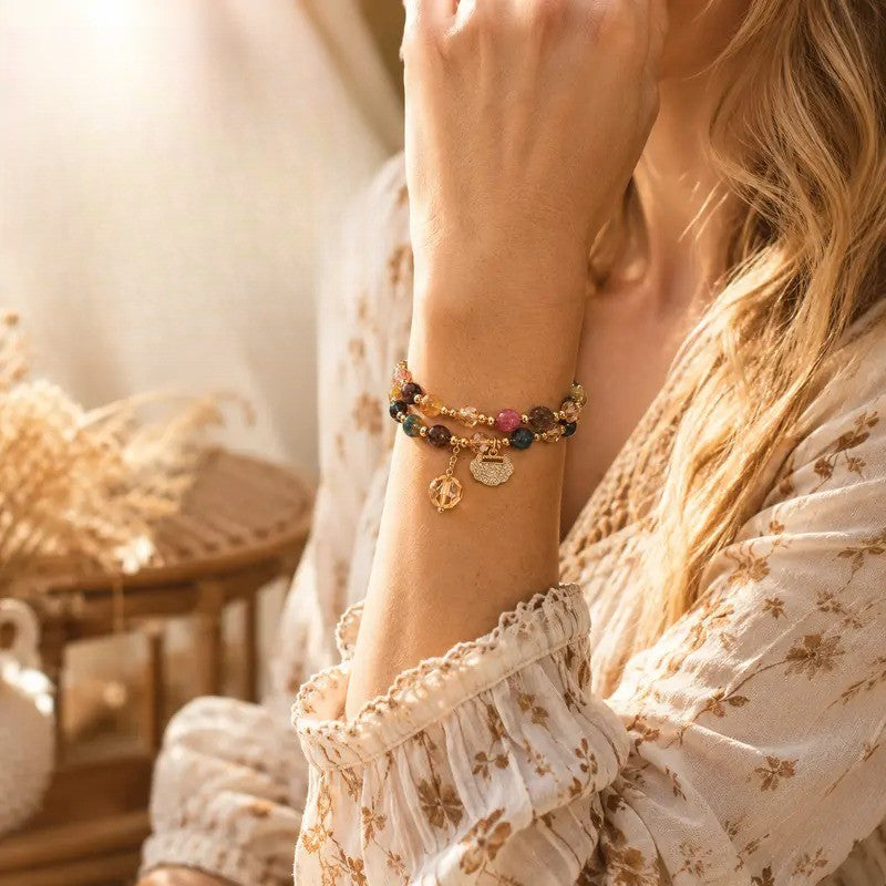 Boho Multi-Color Crystal Bead Bracelet