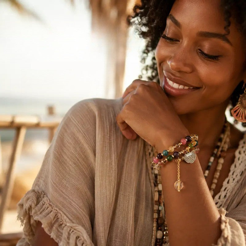 Boho Multi-Color Crystal Bead Bracelet