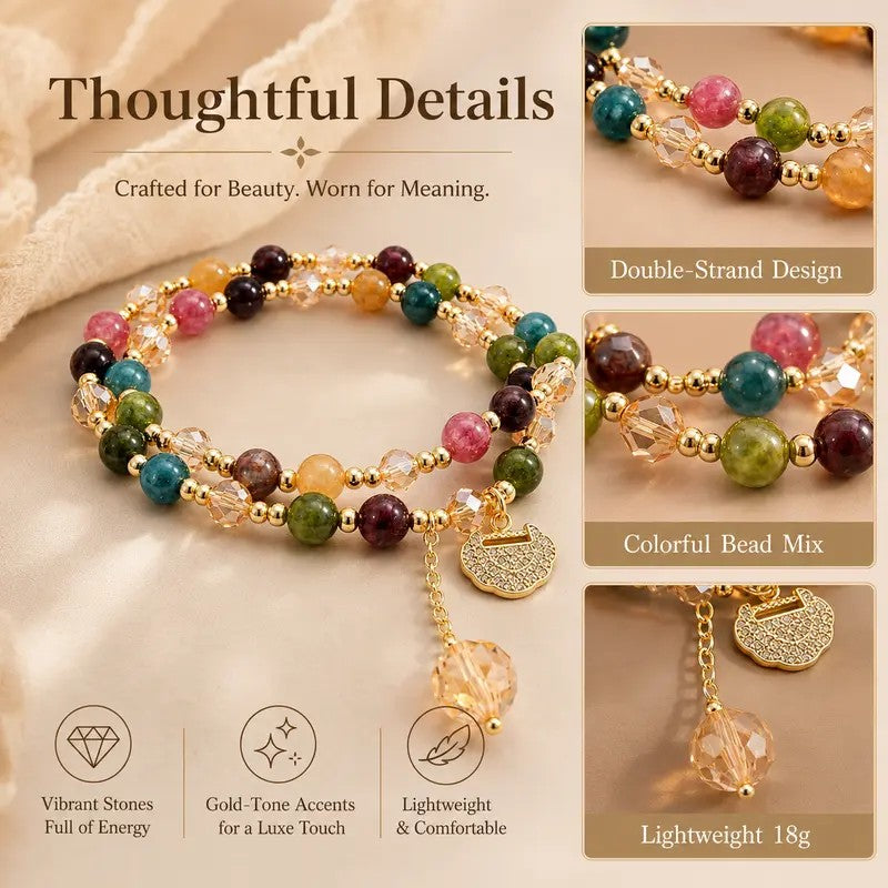 Boho Multi-Color Crystal Bead Bracelet