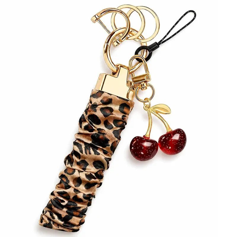 Classy Leopard Print Cherry Keychain