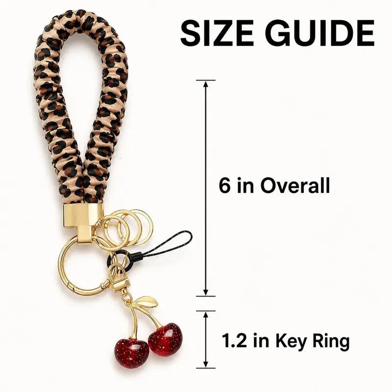 Classy Leopard Print Cherry Keychain