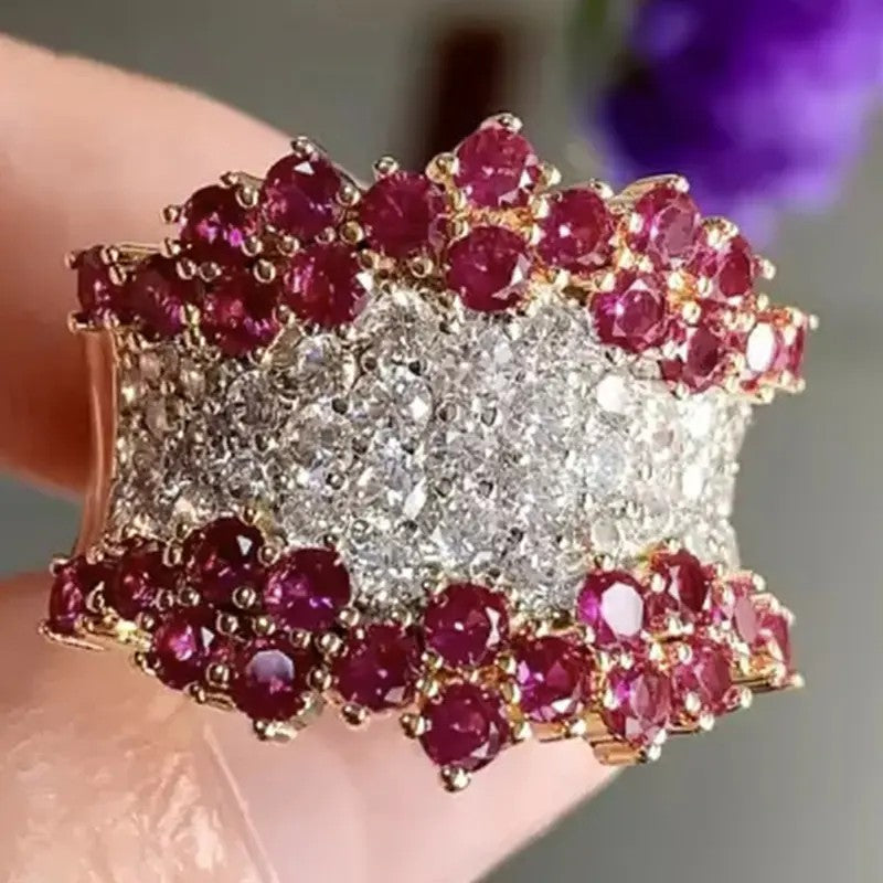 Classy Ruby Cluster Pave Ring
