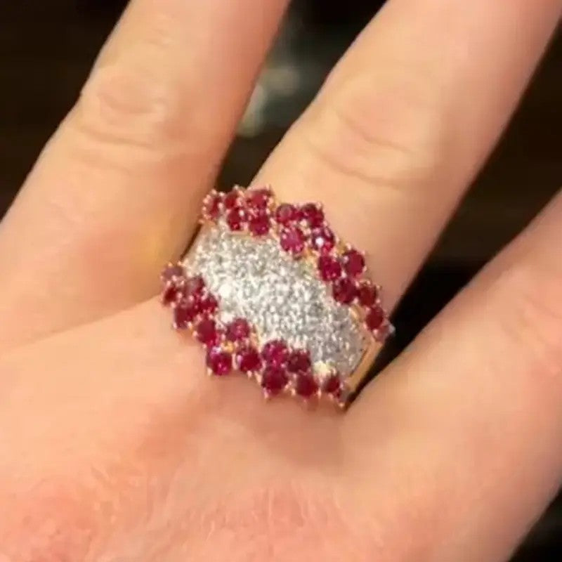 Classy Ruby Cluster Pave Ring