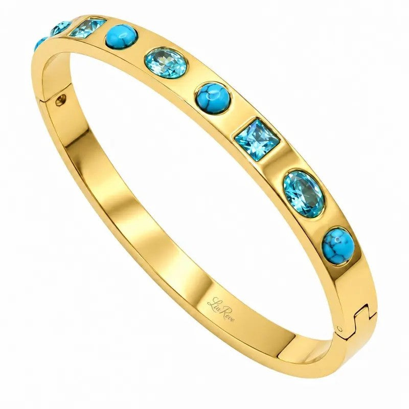 Elegant Turquoise & Blue Zircon Bangle