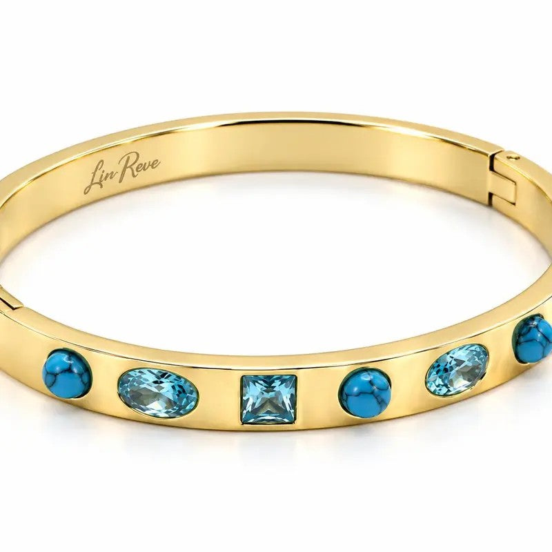 Elegant Turquoise & Blue Zircon Bangle