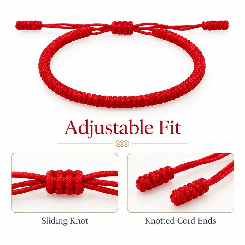 Adjustable Red Vajra Knot Bracelet