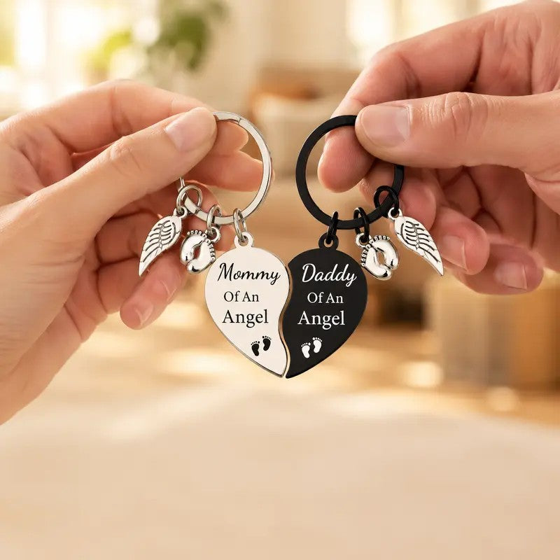 2pc Romantic Angel Wing Heart Keychain Set