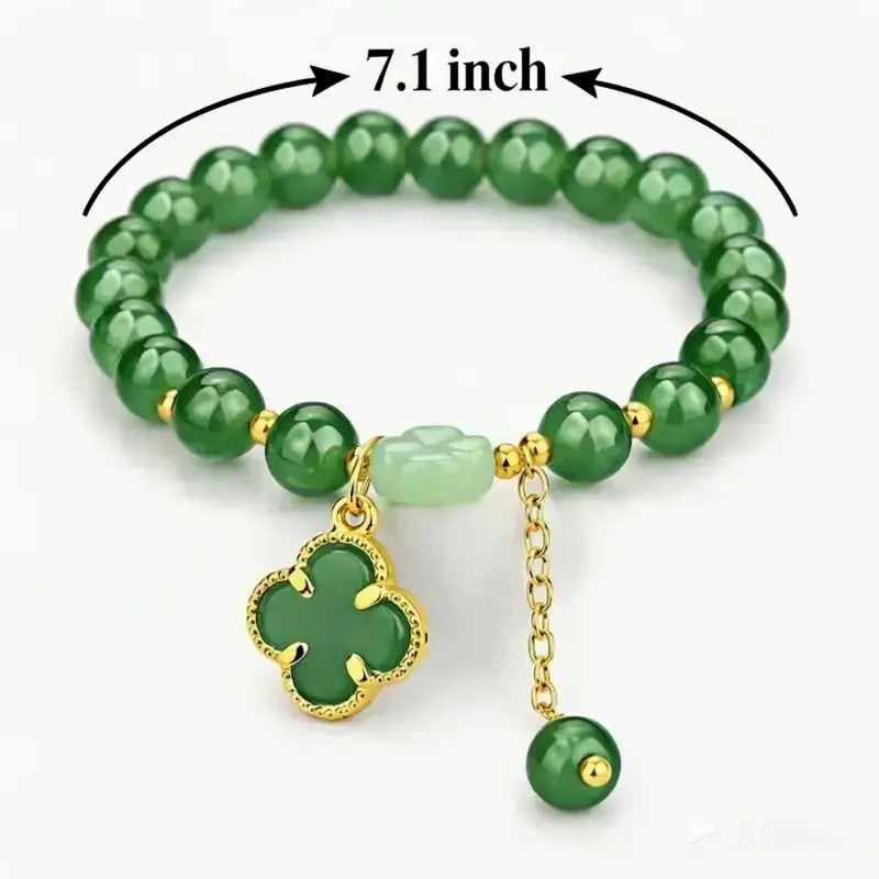 Elegant Green Clover Beaded Bracelet
