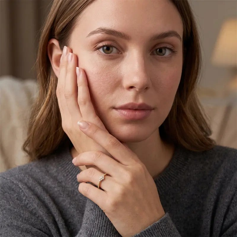 Dainty Snowflake Zircon Cluster Ring
