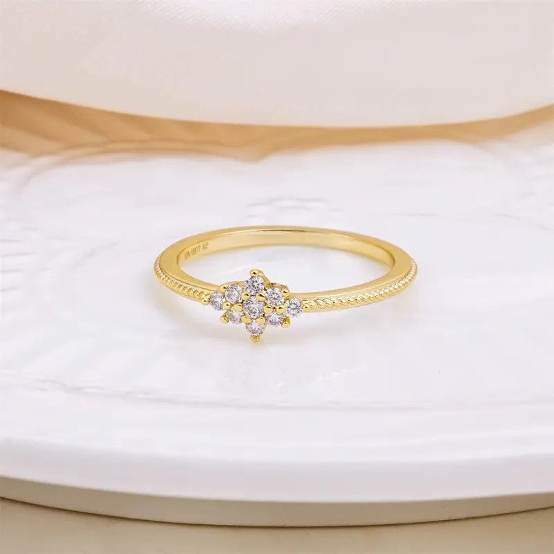 Dainty Snowflake Zircon Cluster Ring