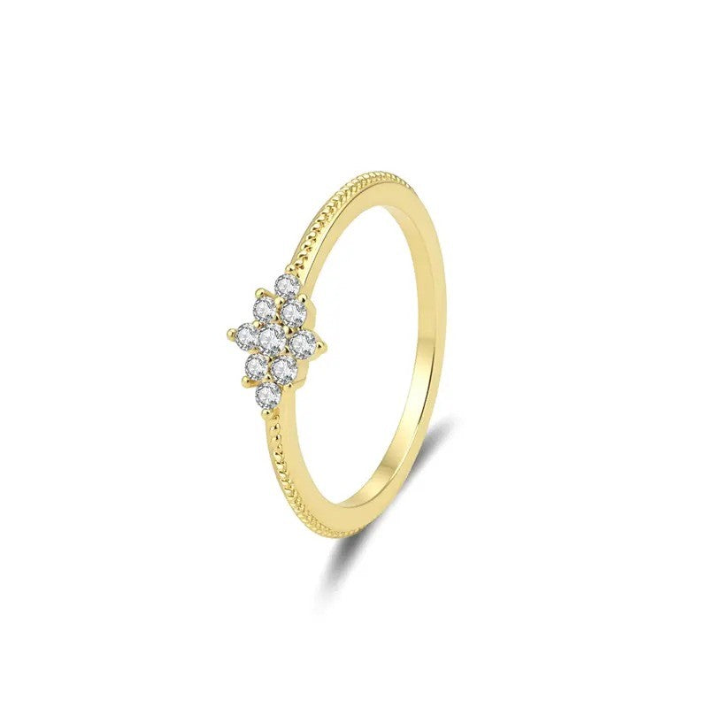 Dainty Snowflake Zircon Cluster Ring