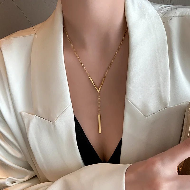 V Drop Lariat Necklace - Veinci