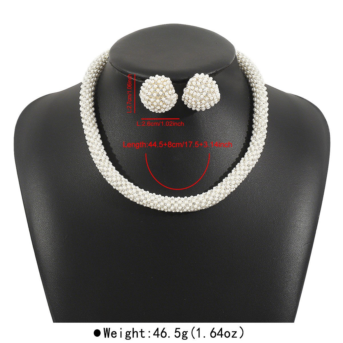 Classy Faux Pearl Collar Necklace & Earring Set