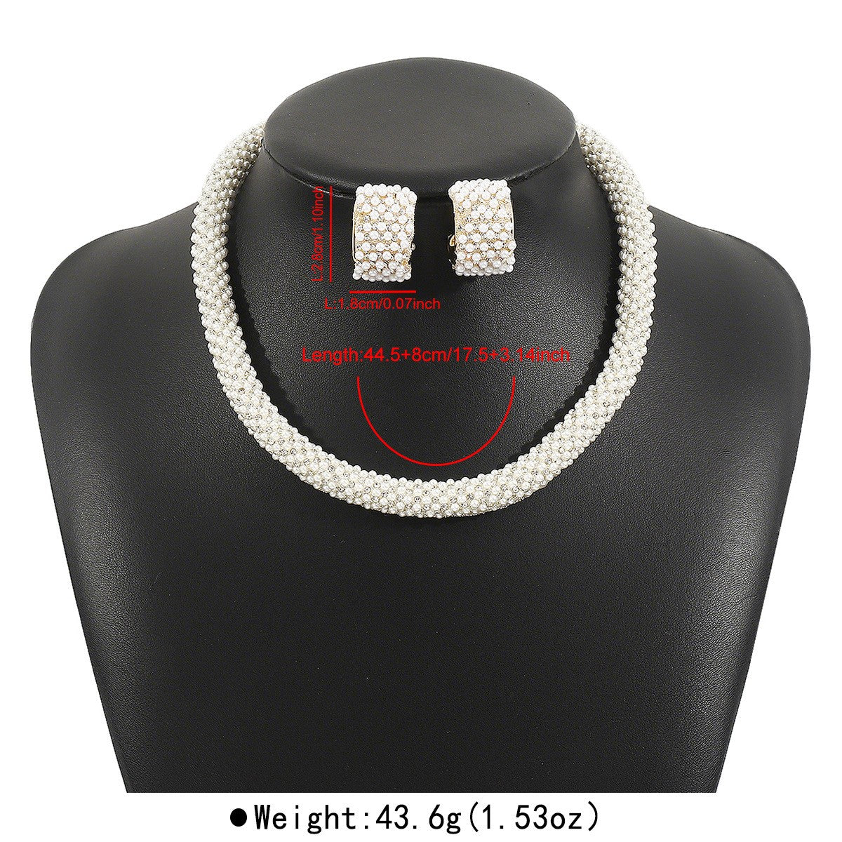 Classy Faux Pearl Collar Necklace & Earring Set