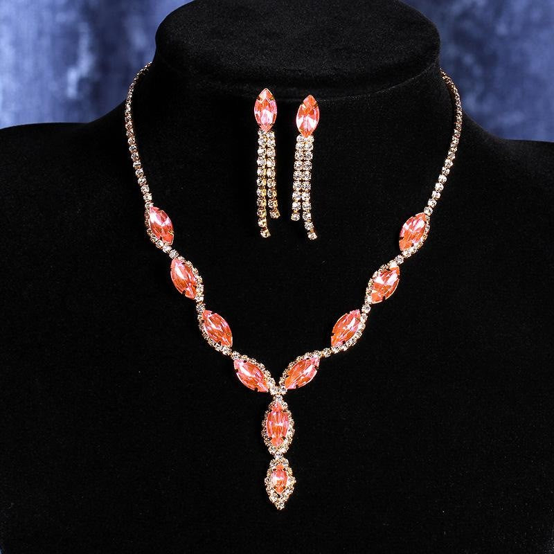 Classy Purple Marquise Necklace & Earring Set