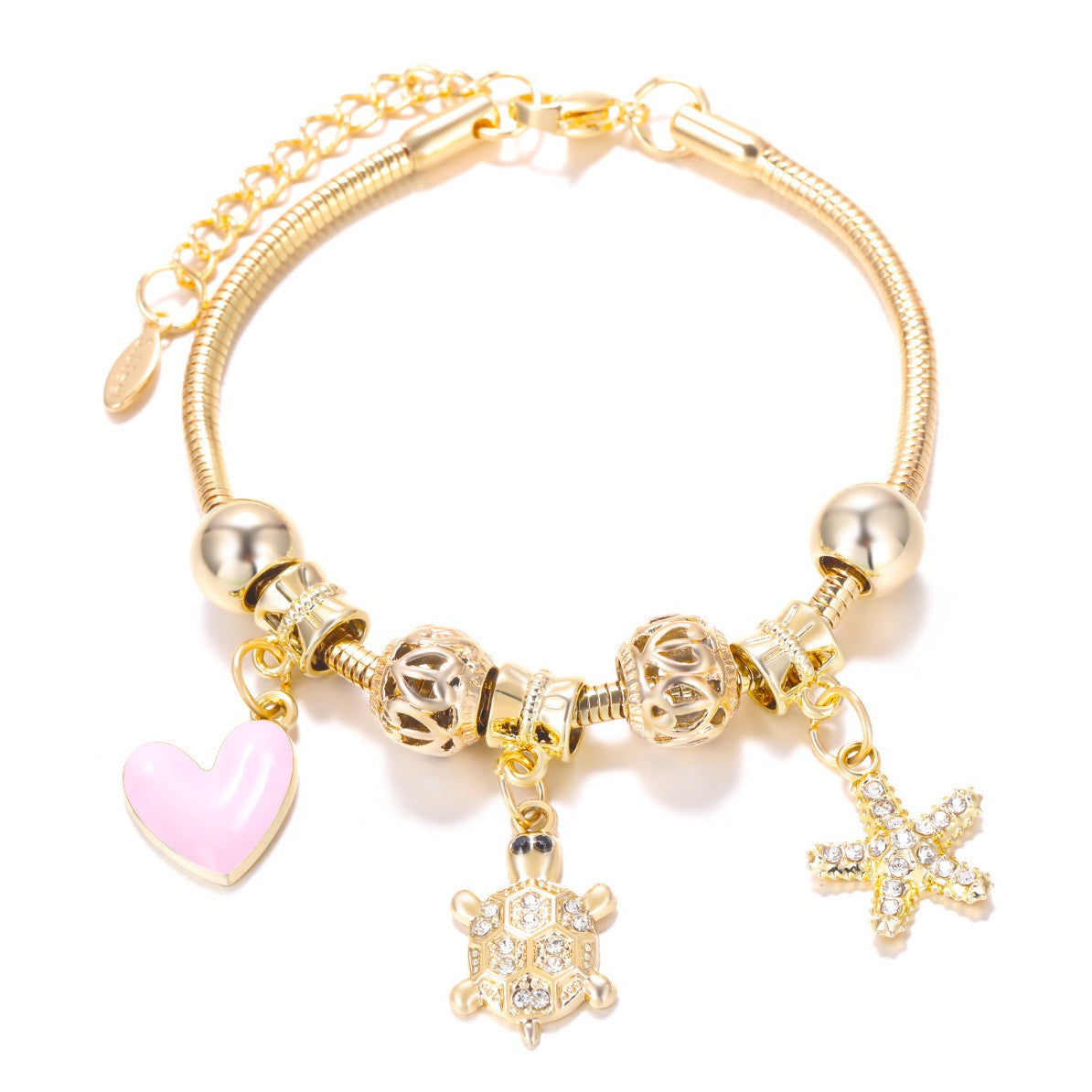 Dainty Fairy Flower Charm Snake Chain Bracelet