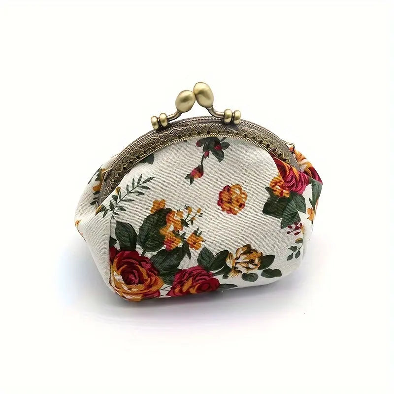 Vintage Floral Kiss Lock Coin Purse