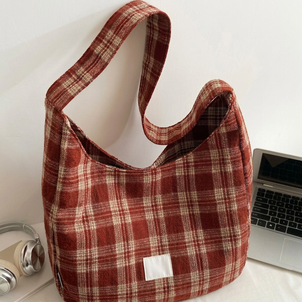Retro Plaid Shoulder Bag