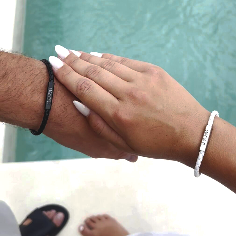 Magnetic Leather Couples Bracelets Set