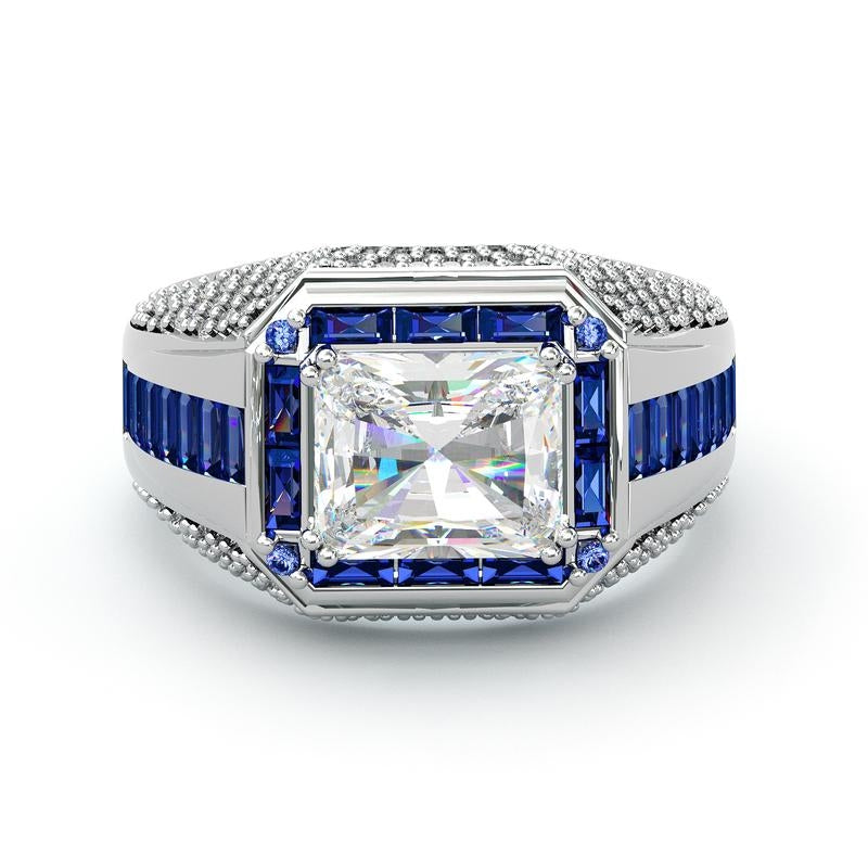 Radiant Cut Sapphire Accented Ring