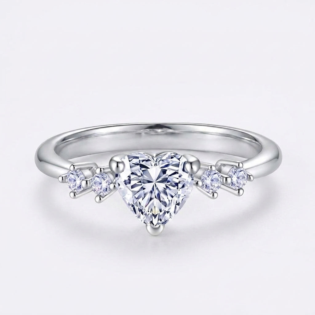 Heart Cut Minimal Dainty Accent Ring