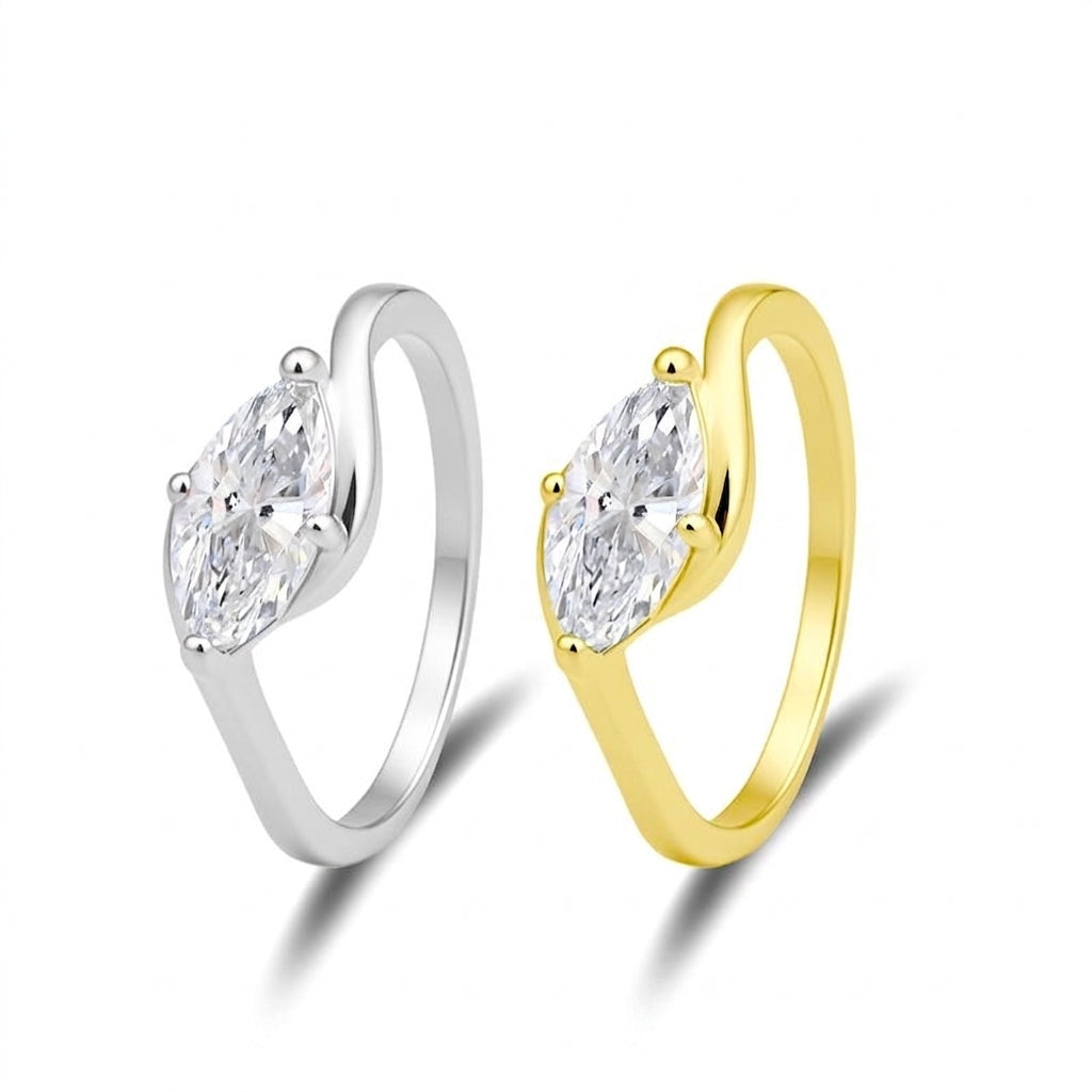 Marquise Cut Crossover Ring