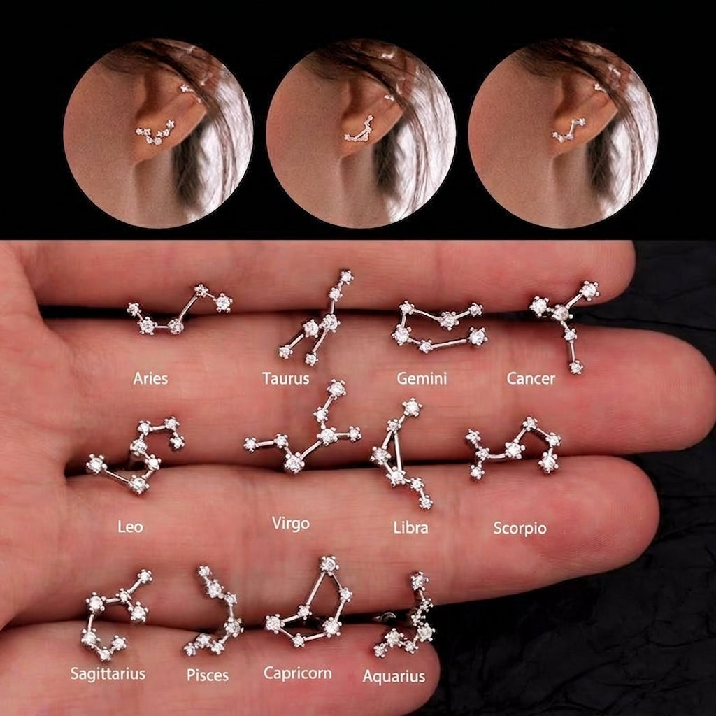 16G Astrology Zodiac Constellation Stud Earrings