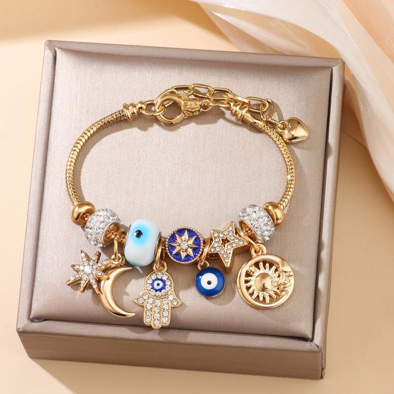 Evil Eye Hamsa Hand Charm Bracelet