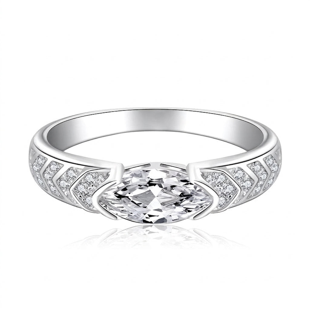 Elegant Marquise Chevron Band Ring