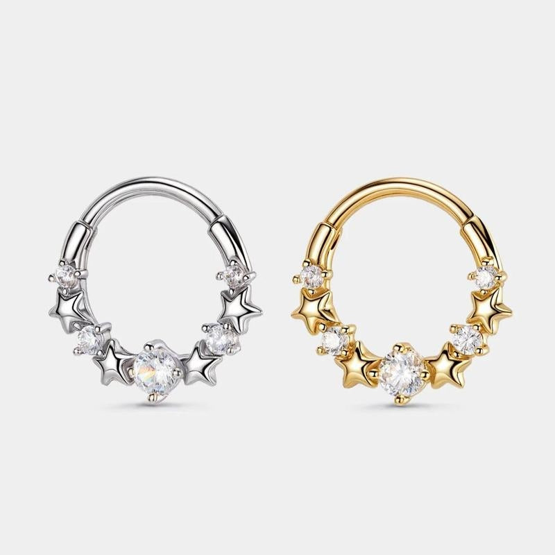 16G Celestial CZ Accented Nose Ring