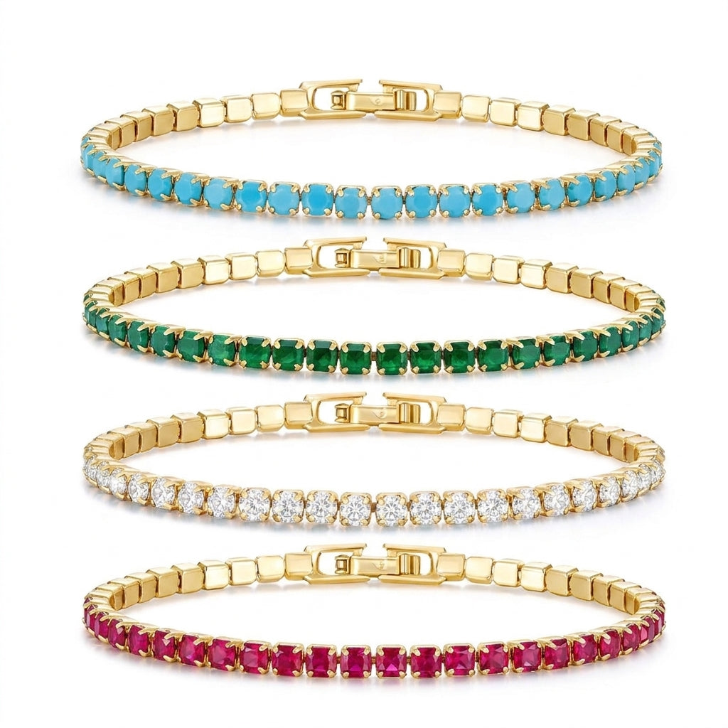 14k Classic Colored Tennis Bracelet