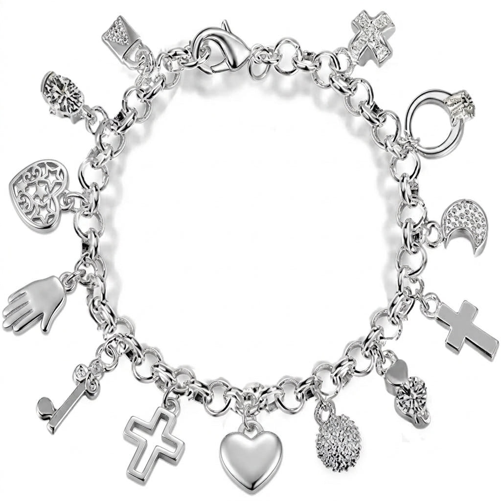 Elegant Mixed Charm Link Bracelet