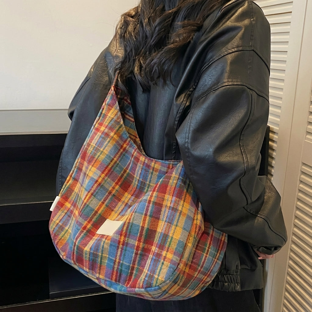 Retro Plaid Shoulder Bag
