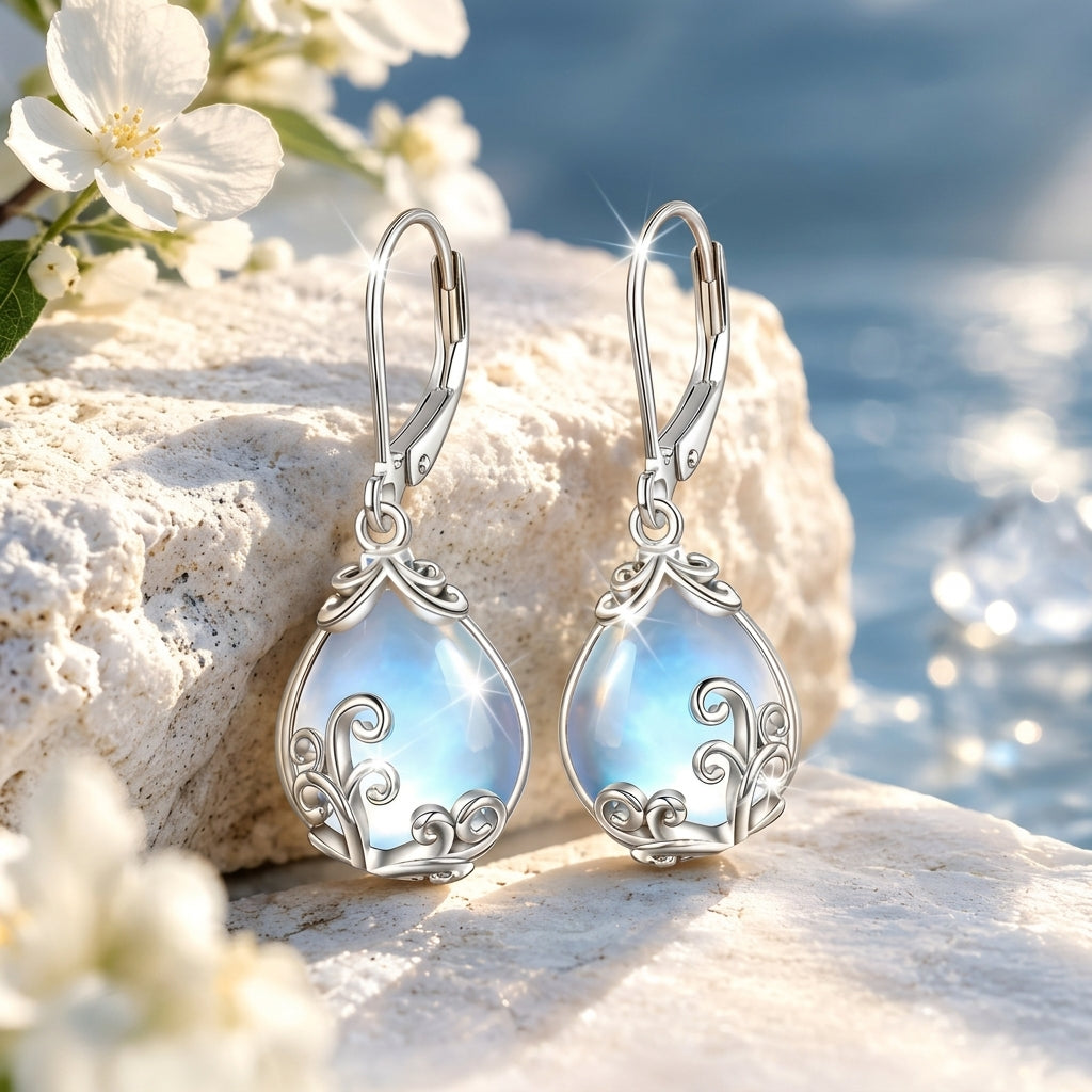 Elegant Moonstone Drop Earrings