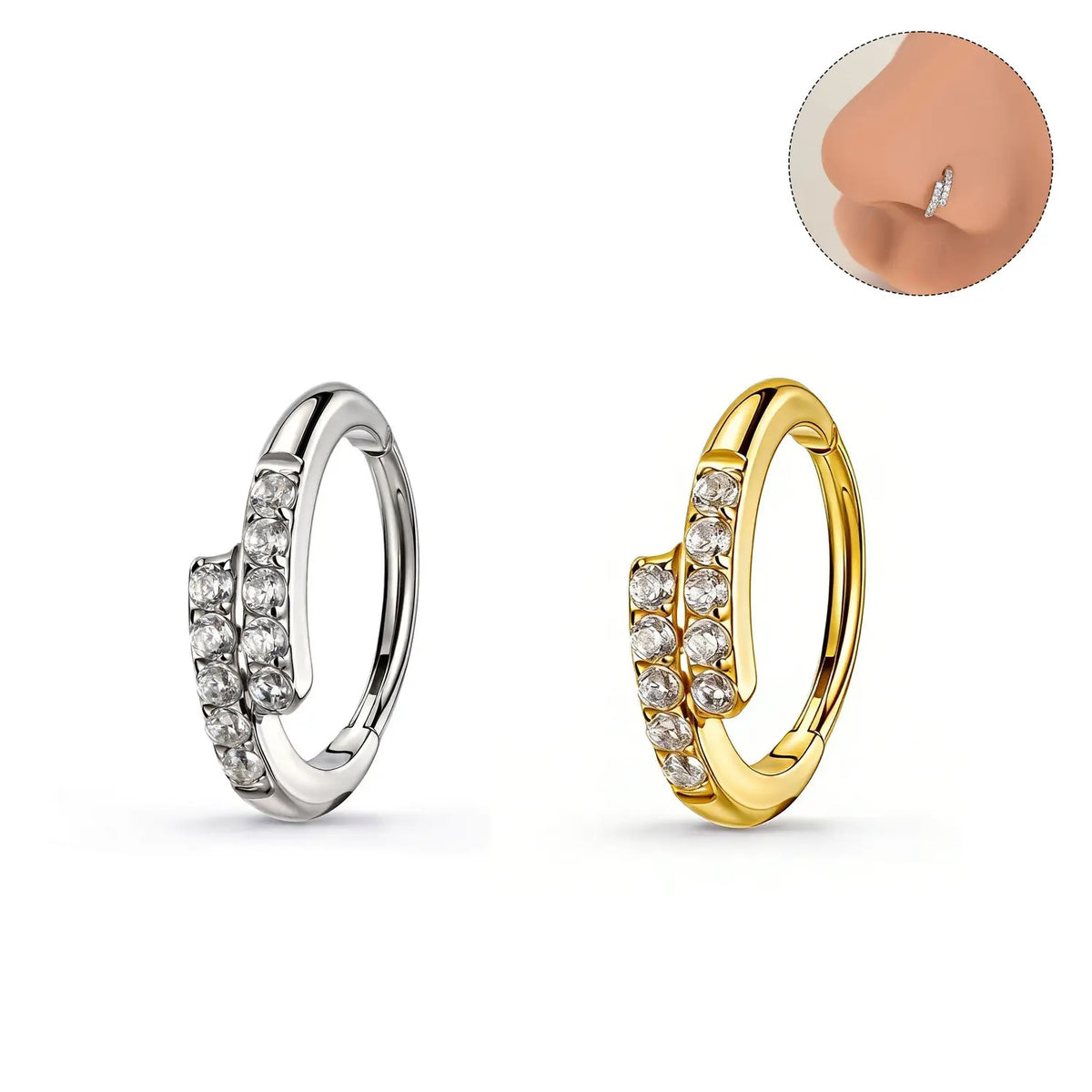 Sparkling Double Row Clicker Nose Ring