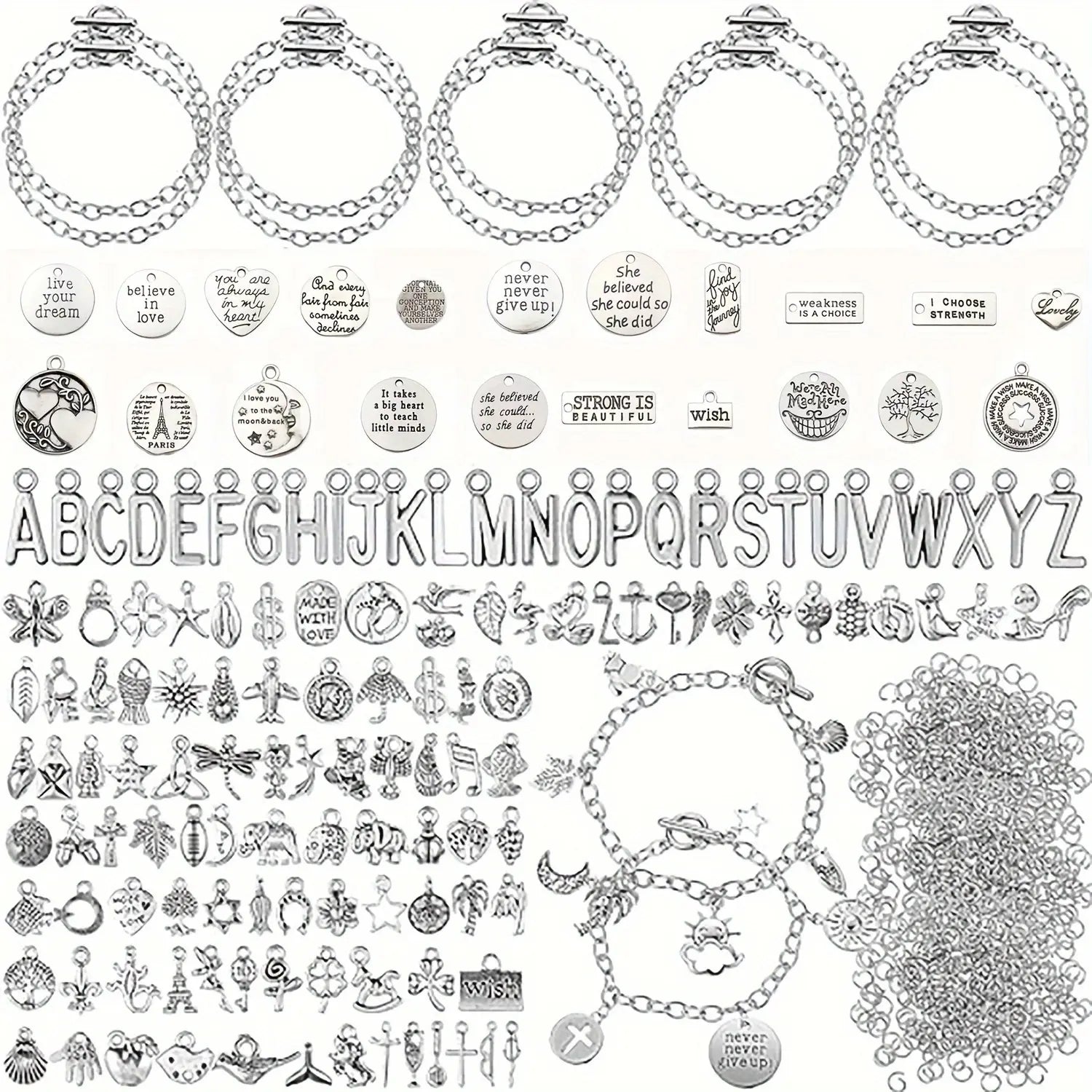 487pc Build Your Own Charm Bracelet DIY Kit
