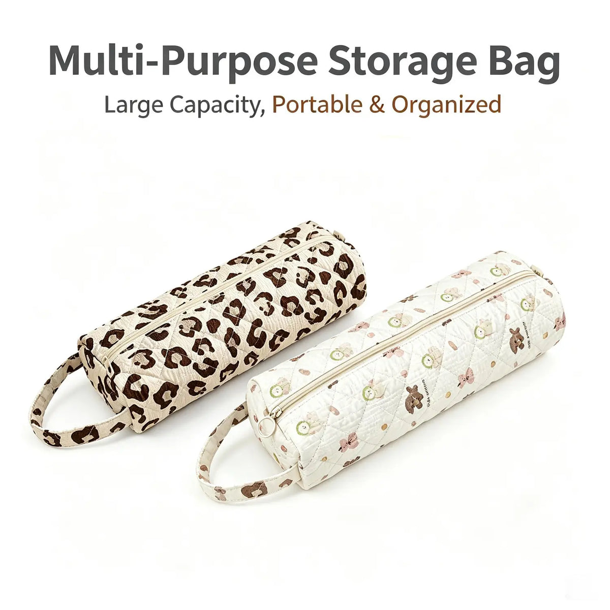 Quilted Long Toiletry Organization Bag