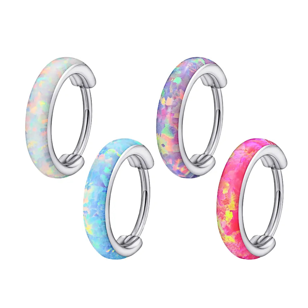 Chunky Opal Hinged Nose Hoop