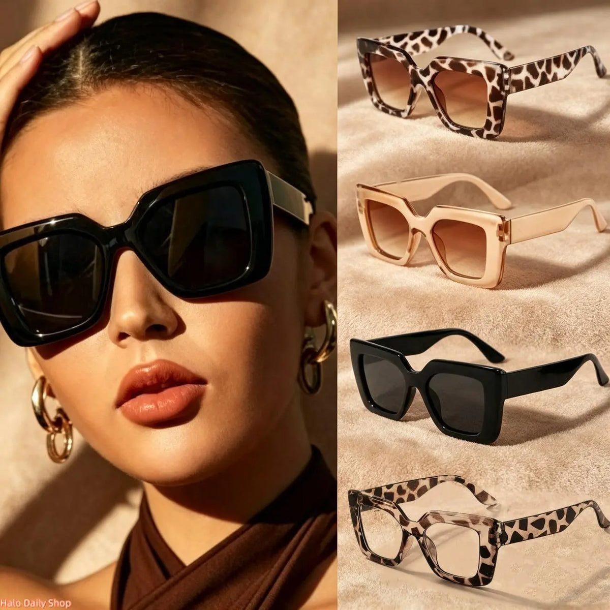 4pc Chic Square Frame UV Protection Sunglasses