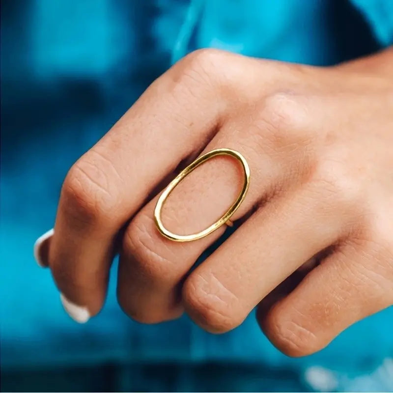 Minimalist Elongated Oval Ring