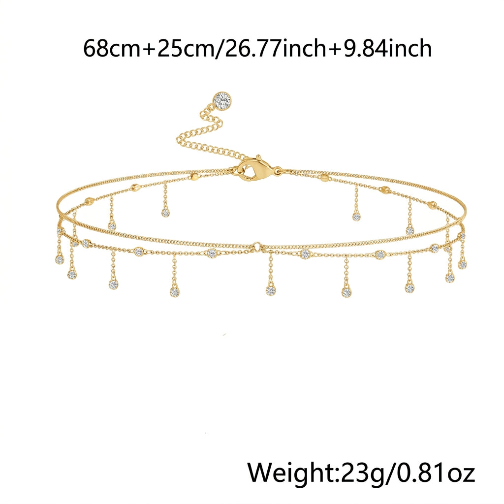 Multi-Layer Diamond Accented Tassel Waist Chain
