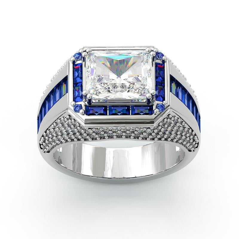 Radiant Cut Sapphire Accented Ring